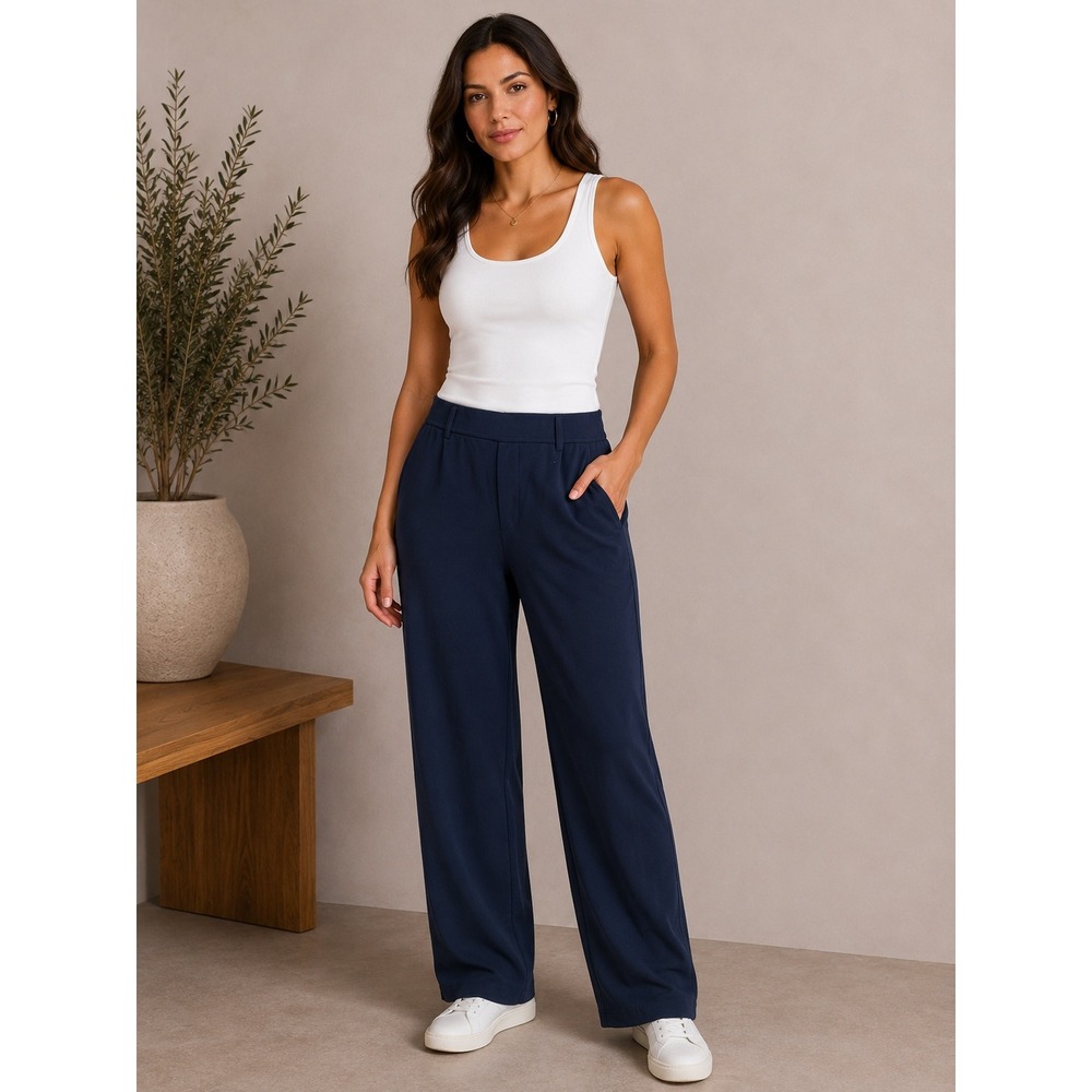Halara Mid Rise Wide Leg Pull On Pants Athleisure Career Office Minimalist Chic